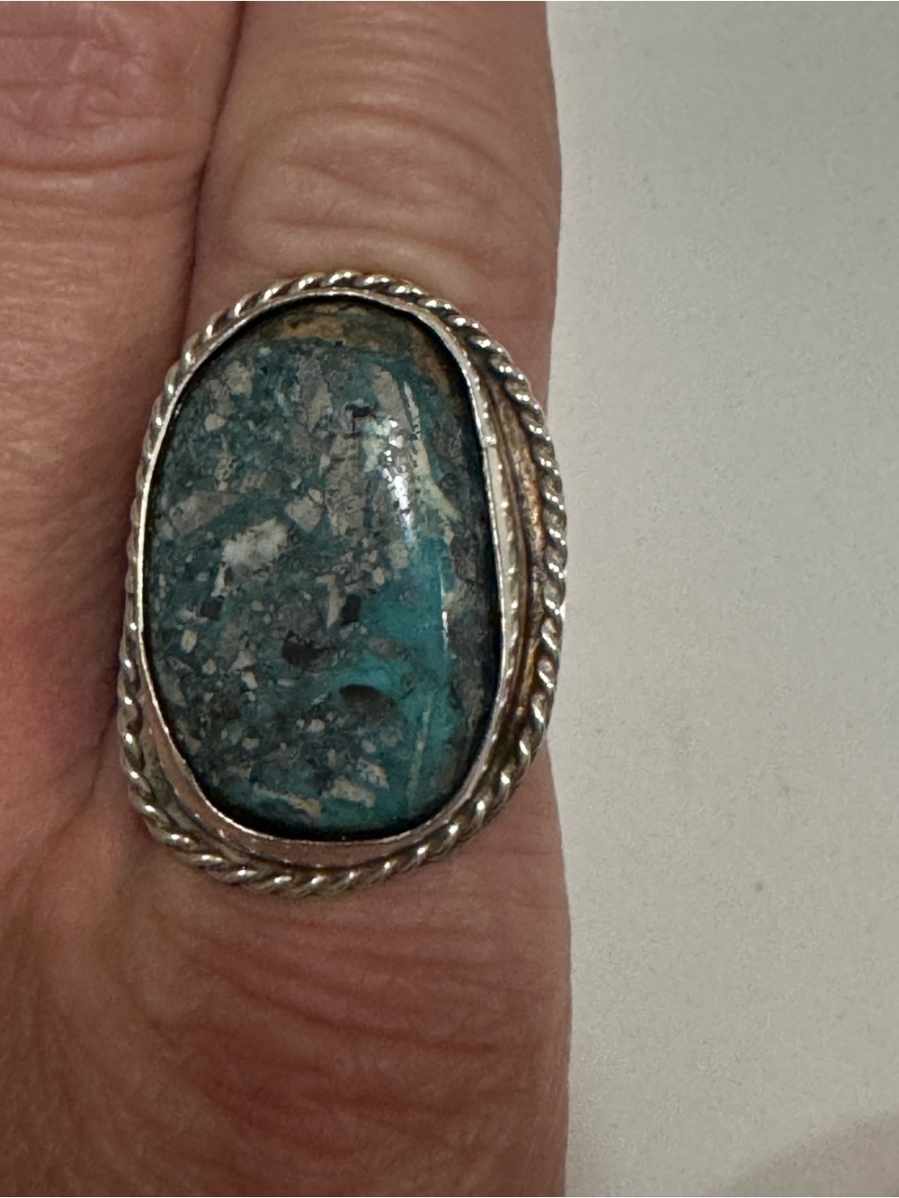 Turquoise and silver Old pawn ring Huge